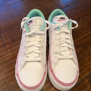Nike White Sneakers with Light Purple and Mint Accents